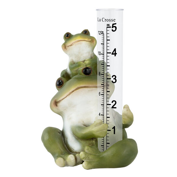 Green 5-Inch Poly Frog with Rain Gauge, image 2