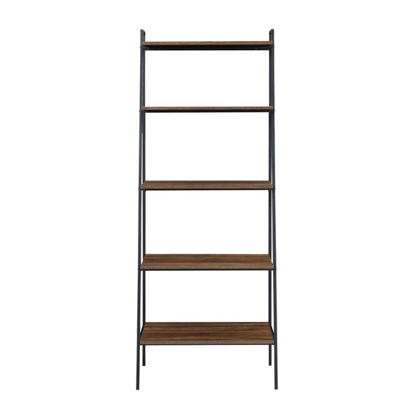Dark Walnut and Black Ladder Bookcase, image 5