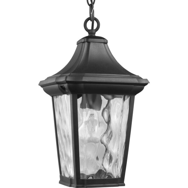 Marquette Textured Black Nine-Inch One-Light Outdoor Pendant with Clear Water Shade, image 1