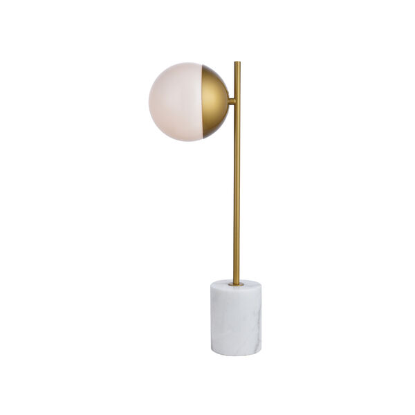 Eclipse Brass and Frosted White One-Light Table Lamp, image 1