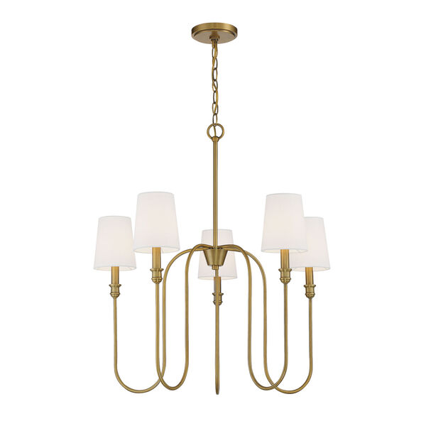 Selby Natural Brass Five-Light Chandelier, image 3