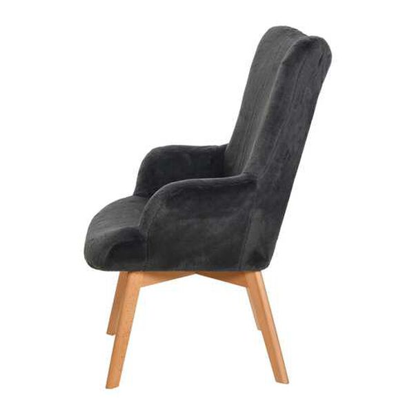 Dark Grey Plush Wingback Chair, image 2
