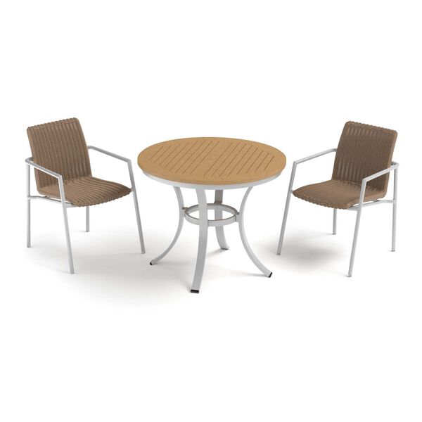 Orso and Travira Brown Gray Three-Piece Cafe Bistro Table and Armchairs Set, image 1