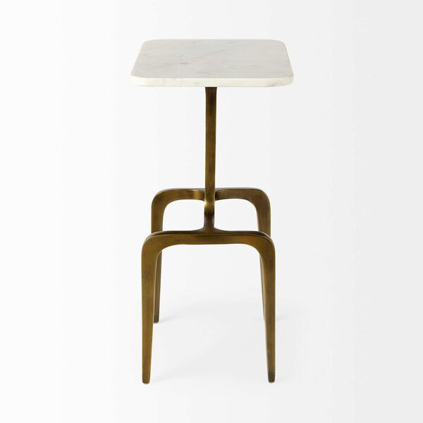 Preston White Marble Top with Gold Metal Accent Table, image 3