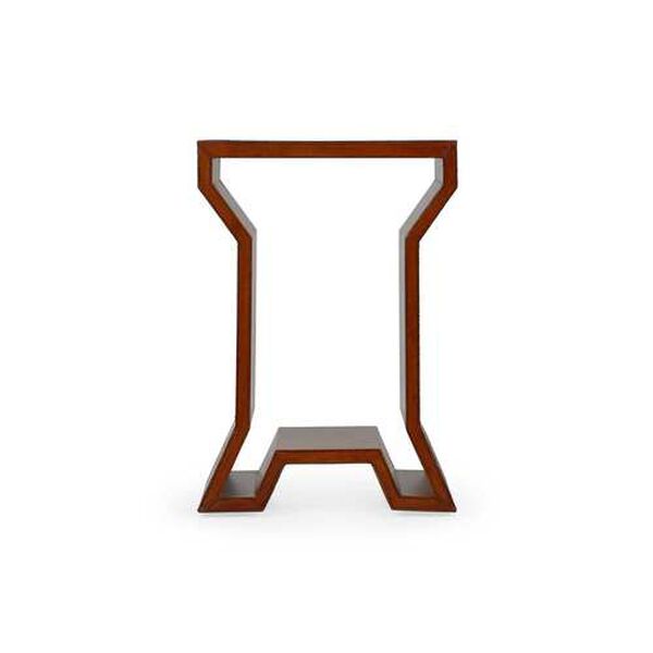 Natural Cognac Leather Side Table, image 2