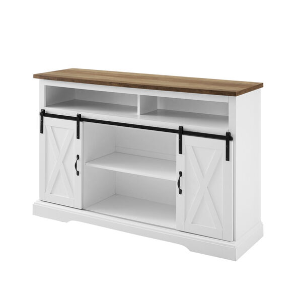 Solid White and Barnwood TV Stand, image 1