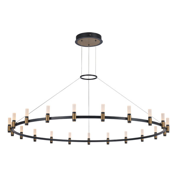 Albany Deep Black and Brass 21-Light LED Chandelier, image 1
