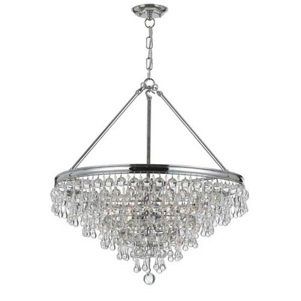 Hopewell Polished Chrome 20-Inch Six-Light Chandelier with Clear Crystal, image 1