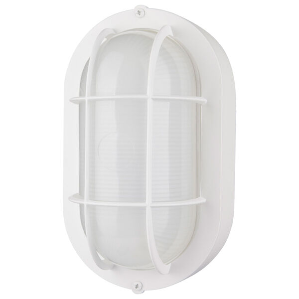 White LED Small Oval Bulk Head Outdoor Wall Mount with Glass, image 1