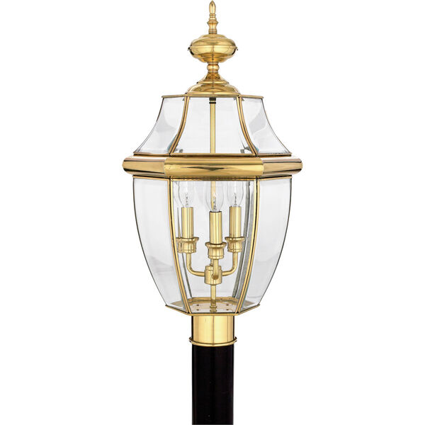 Newbury Large Polished Brass Outdoor Post-Mounted Lantern, image 1