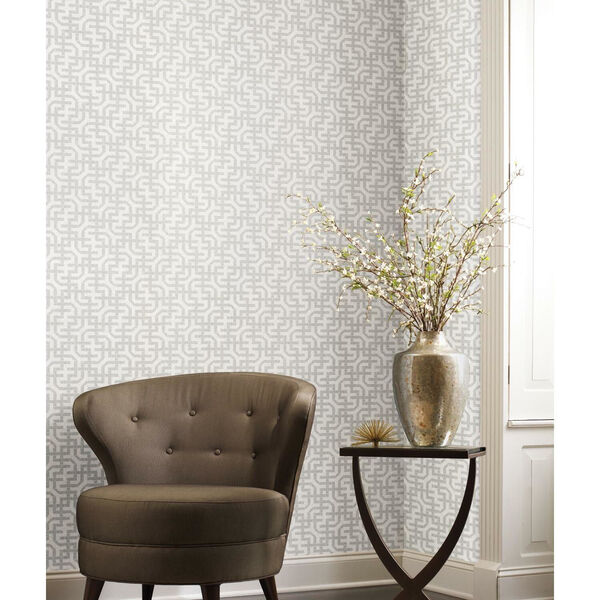 Ronald Redding White Dynastic Lattice Non Pasted Wallpaper - SWATCH SAMPLE ONLY, image 1