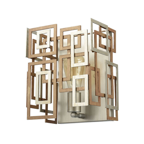 Gridlock Matte Gold and Aged Silver One-Light Wall Sconce, image 5