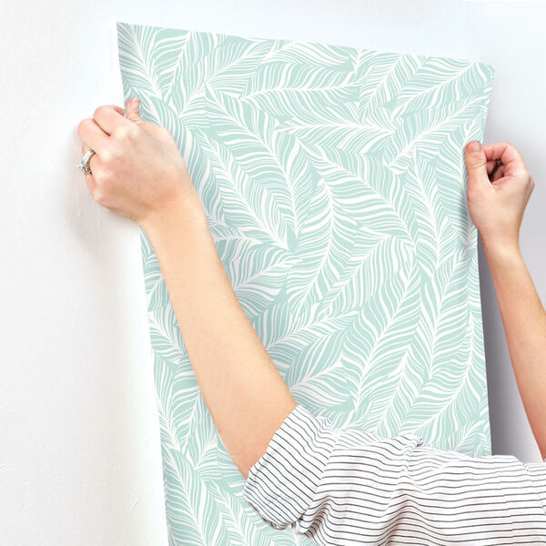 Tropics Aqua Rainforest Canopy Pre Pasted Wallpaper - SAMPLE SWATCH ONLY, image 3