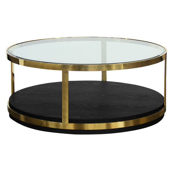 Hattie Black Wood Brushed Gold Coffee Table, image 1