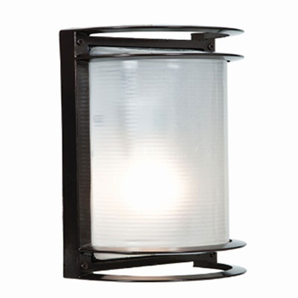Nevis Bronze LED Outdoor Wall Sconce with Ribbed Frosted Glass Shade, image 2