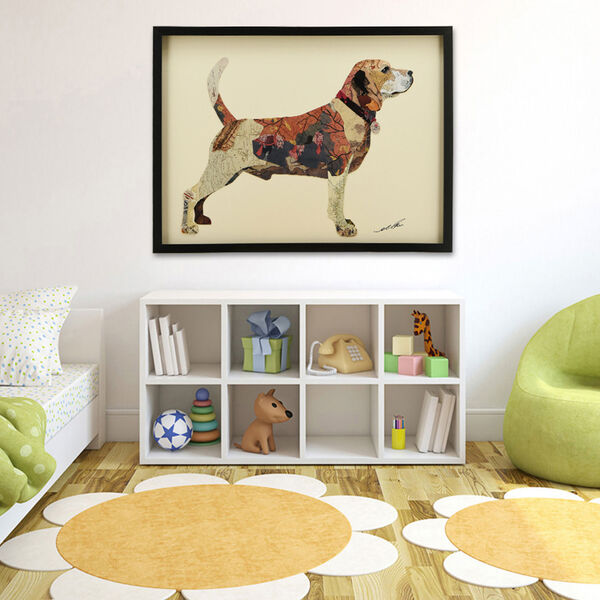 Black Framed Beagle Dimensional Collage Graphic Glass Wall Art, image 4