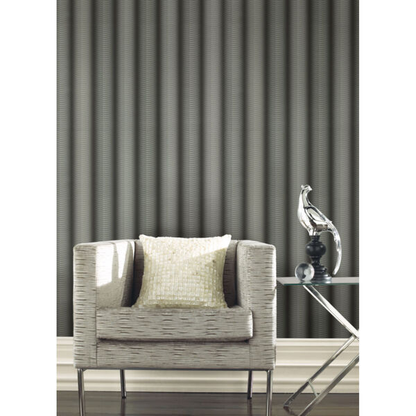 Urban Oasis Gray and Black Ebb and Flow Wallpaper, image 1