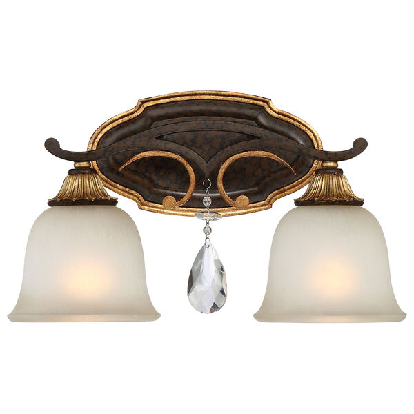 Chateau Nobles Raven Bronze with Sunburst Gold Highlight Two-Light 16-Inch Bath Light, image 1