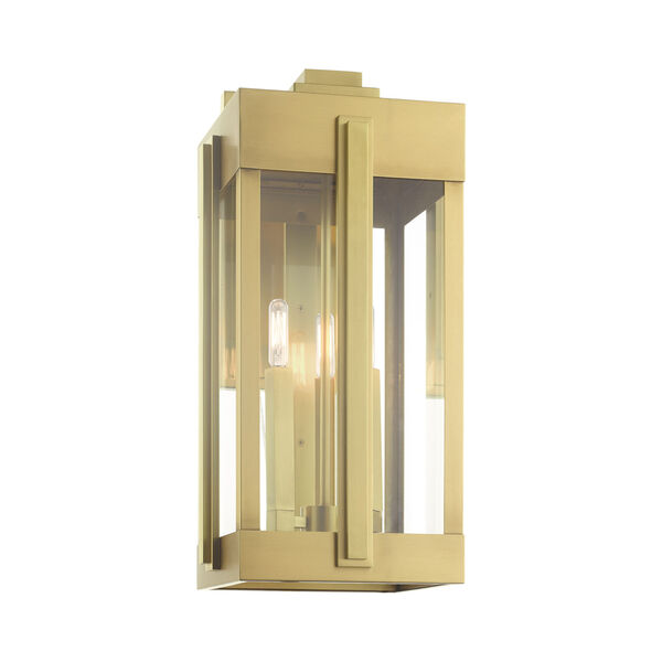 Lexington Natural Brass 10-Inch Three-Light Outdoor Wall Lantern, image 3