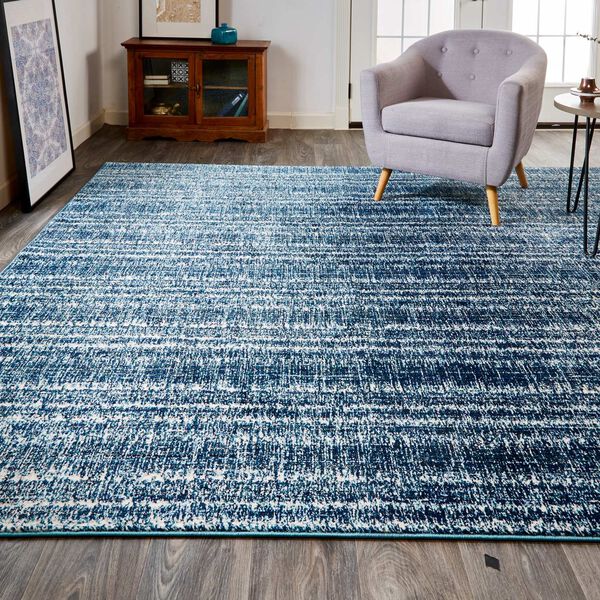 Remmy Casual Solid Blue Ivory Rectangular 4 Ft. 3 In. x 6 Ft. 3 In. Area Rug, image 4