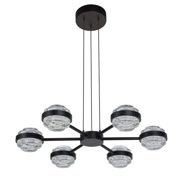 Milano Black Adjustable Six-Light Integrated LED Pendant, image 3
