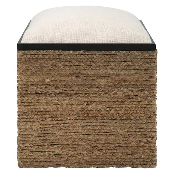 Island Natural and White Square Straw Ottoman, image 2