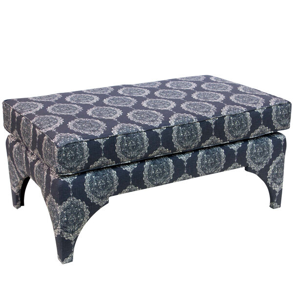 Damask Blue 41-Inch Welted Pillowtop Bench, image 1