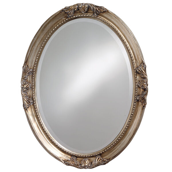 Queen Ann Antique Silver Oval Leaf Mirror, image 1