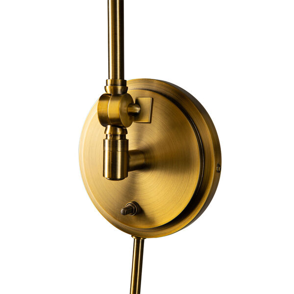 Aidan Aged Brass Swing Arm Wall Lamp, image 3