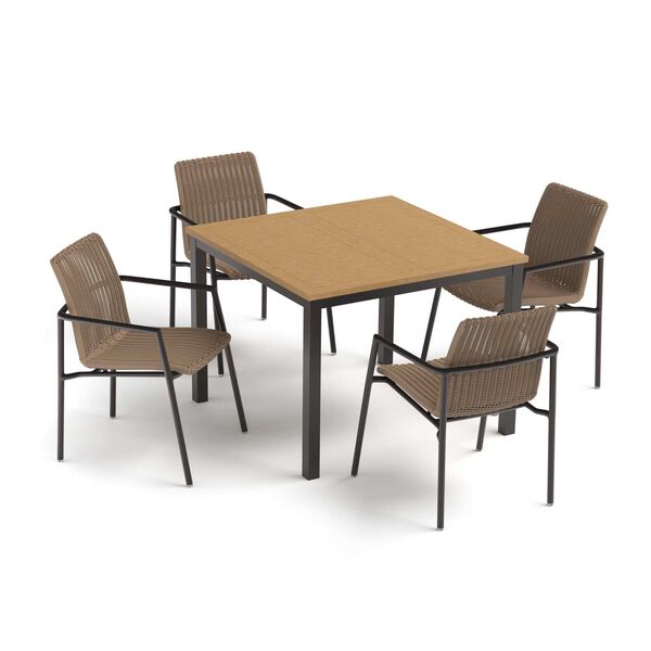 Orso and Travira Five-Piece Square Dining Table and Armchairs Set, image 1