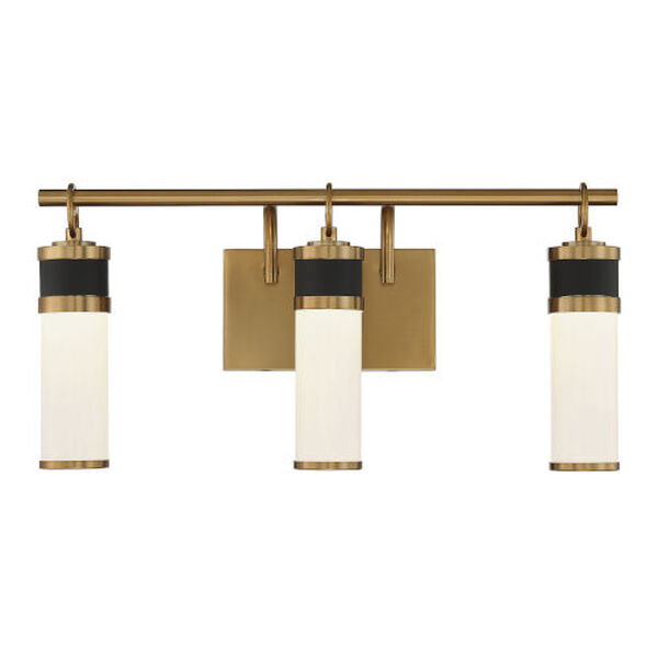 Abel Matte Black and Warm Brass Three-Light Integrated LED Bath Vanity, image 1