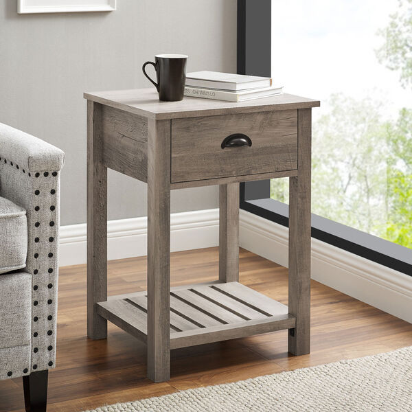 Gray Single Drawer Side Table, image 2
