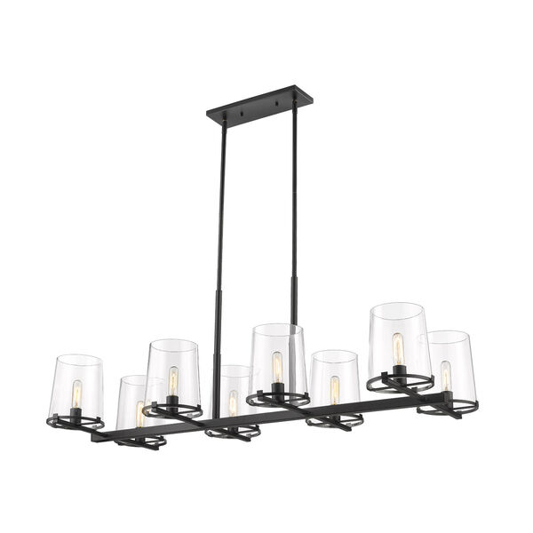Callista Matte Black Eight-Light Chandelier with Clear Glass Shade, image 1