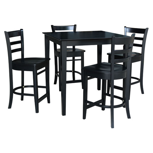 Black 36-Inch Counter Height Table with Four Counter Stool, Five-Piece, image 2