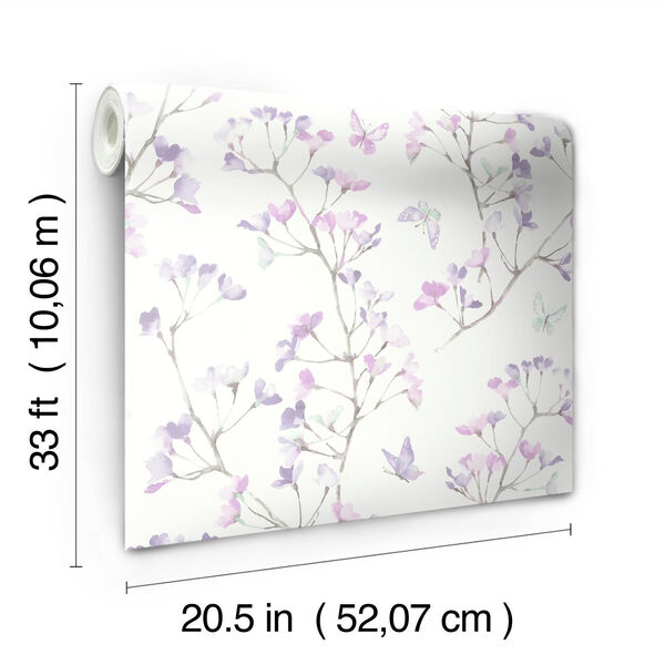 A Perfect World Purple Watercolor Branch Wallpaper - SAMPLE SWATCH ONLY, image 4