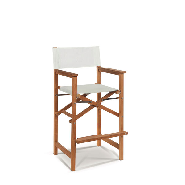 Director Natural Sand Teak White Outdoor Counter Height Stool, image 1
