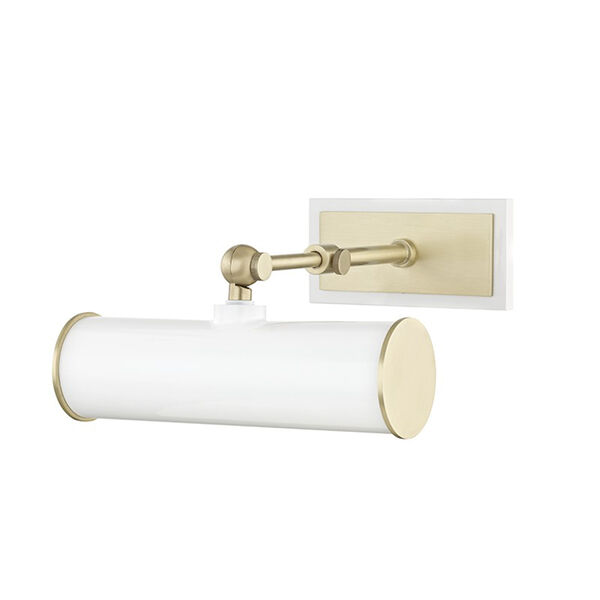 Holly Aged Brass White 1-Light Eight-Inch Wall Sconce, image 1