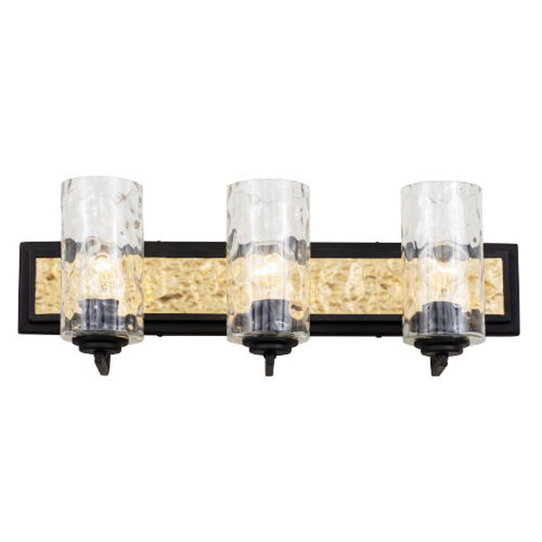 Hammer Time Carbon and French Gold Three-Light Bath Vanity, image 4