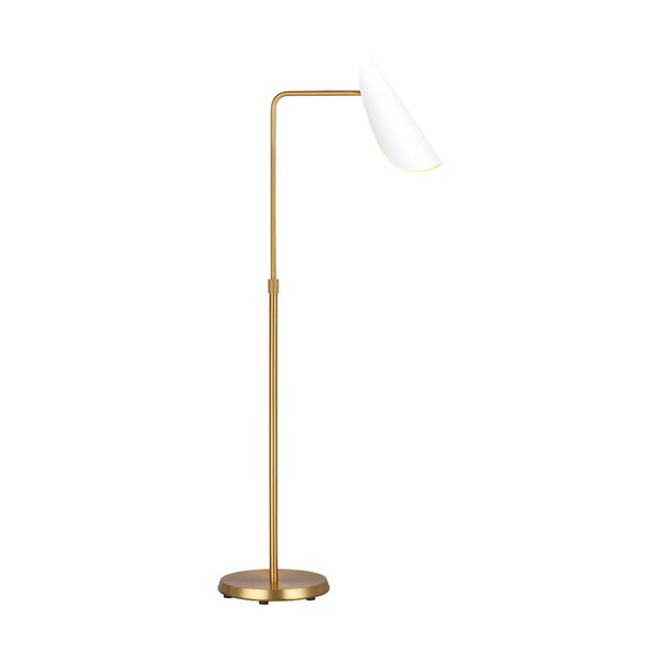 Tresa Burnished Brass LED Task Floor Lamp with Matte White Shade, image 1