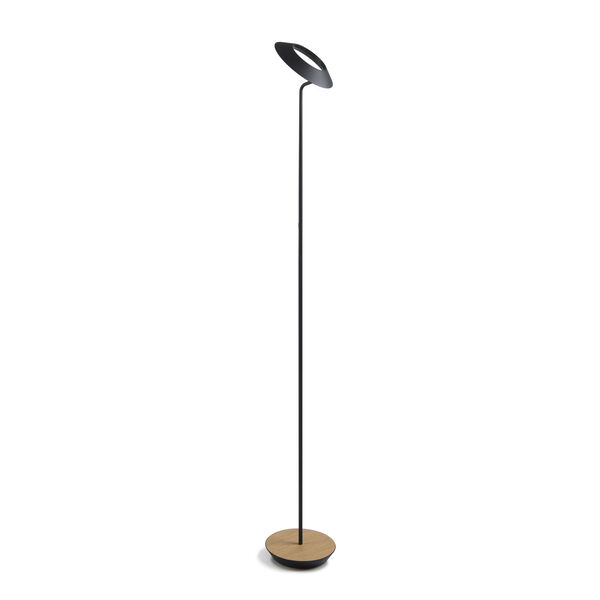 Royyo Matte Black and White Oak LED Floor Lamp, image 1