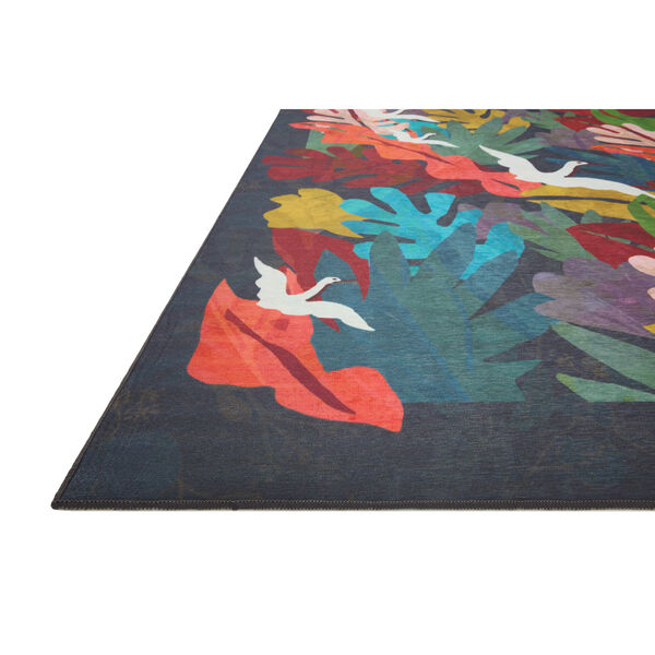Pisolino Black with Multicolored Leaves Indoor/Outdoor Area Rug, image 3