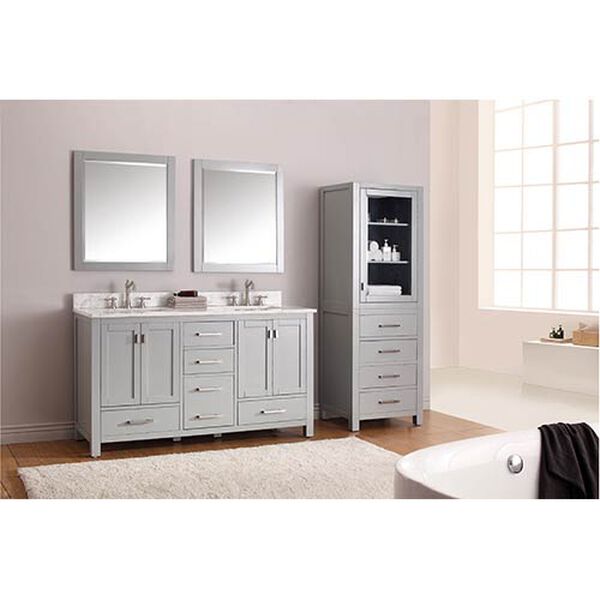 Modero Chilled Gray 60-Inch Double Vanity Combo with White Carrera Marble Top, image 4