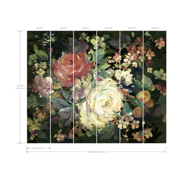Mural Resource Library Red and Black Impressionist Floral Wallpaper, image 3