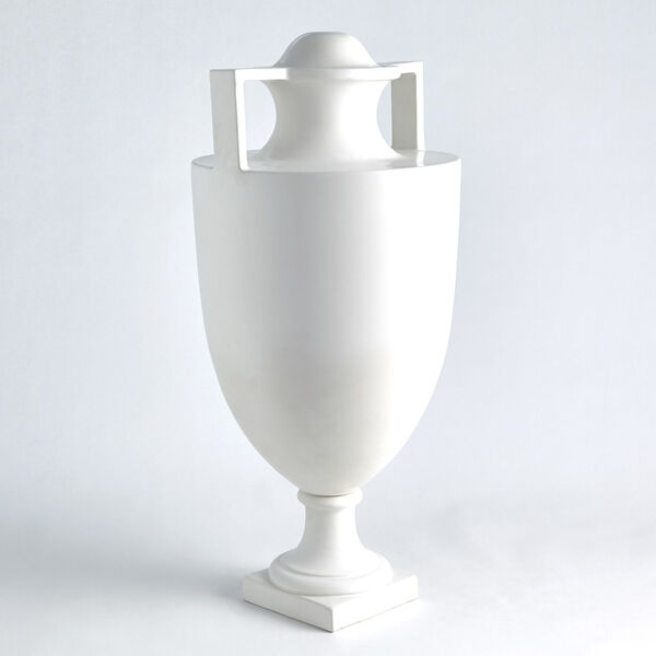 Matte White Square Handle Amphora Urn, image 2