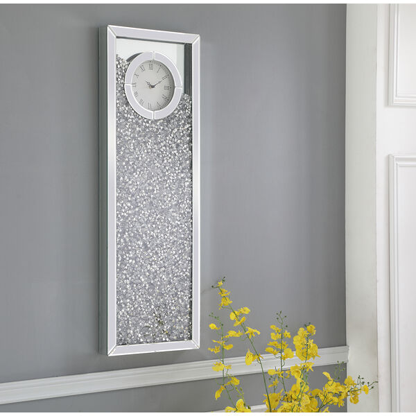 Modern Mirrored 35-Inch Crystal Wall Clock, image 1