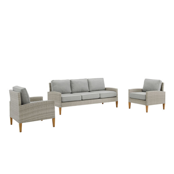 Capella Gray Outdoor Wicker Sofa Set - Sofa and 2 Chair, image 5