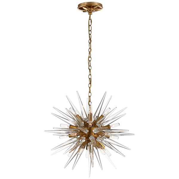 Quincy Small Sputnik Chandelier in Antique-Burnished Brass with Clear Acrylic by Chapman and Myers, image 1