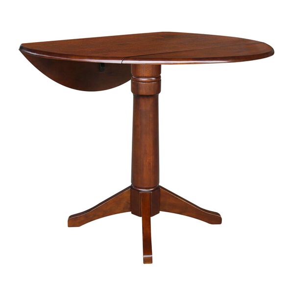 Espresso 36-Inch Round Dual Drop Leaf Pedestal Dining Table, image 3
