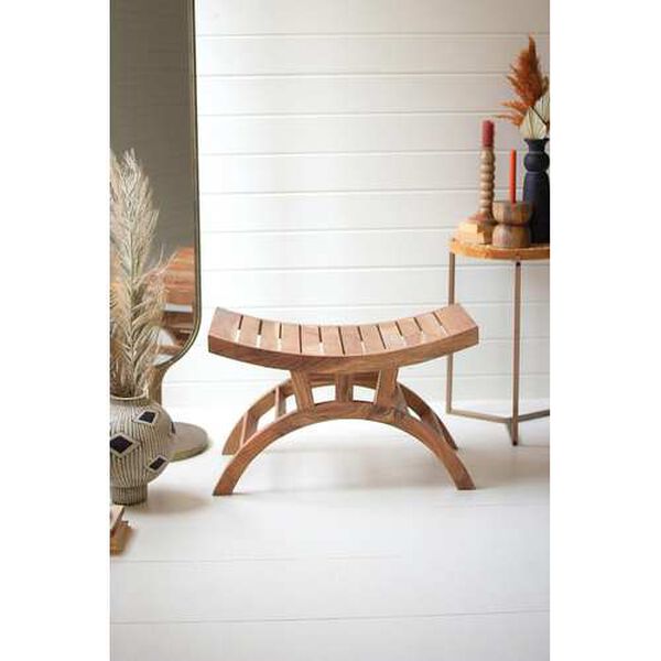 Rattan Wood Acacia Wood Curved Top Bench, image 1
