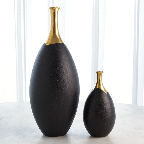 Black and Gold Small Crackle Vase, image 2